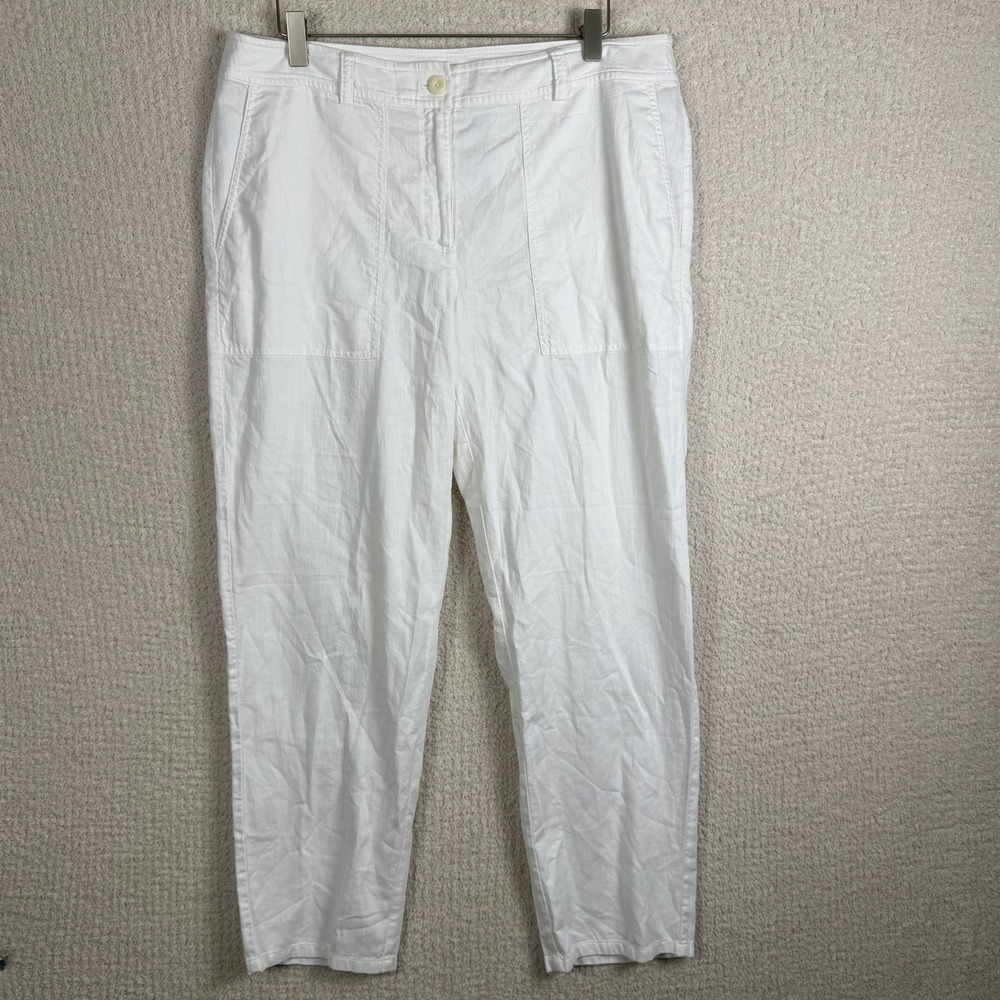 Eileen Fisher Ivory Ankle Pants Soft Organic Cotton Twill Size 12